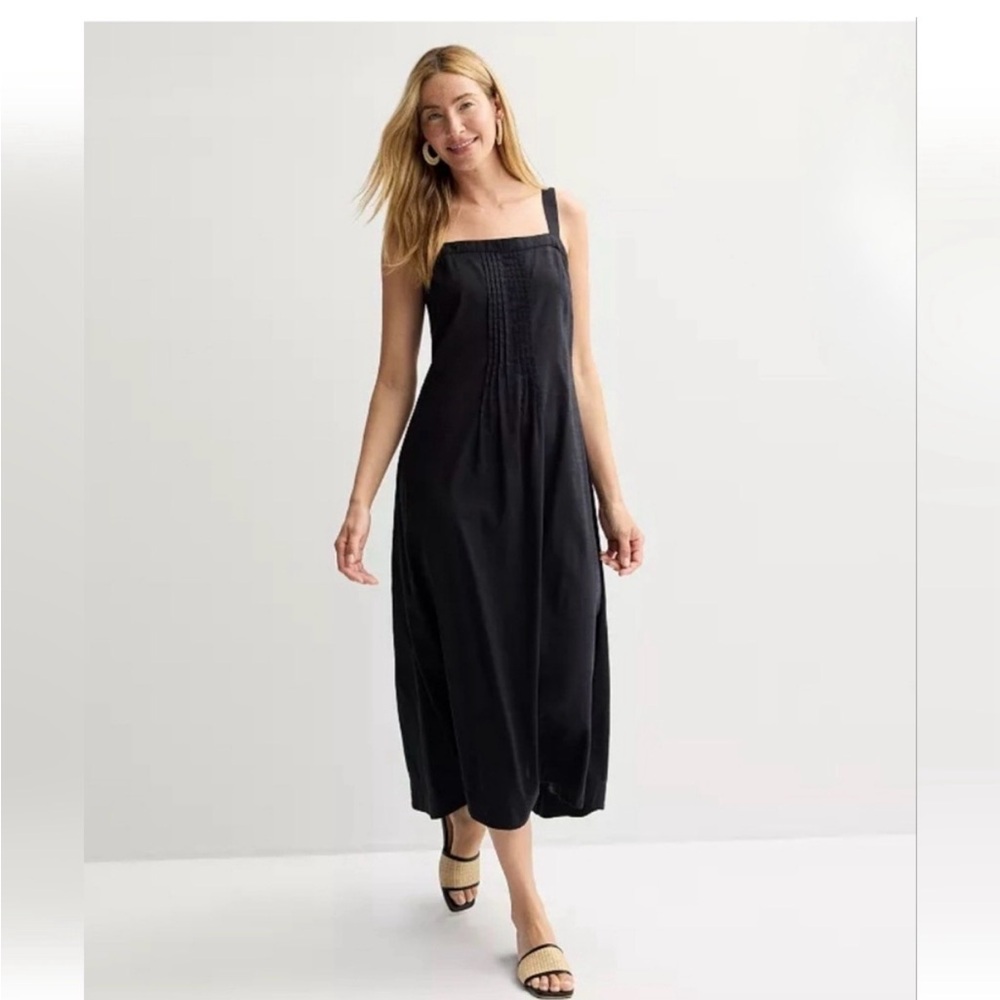 Sonoma black linen-blend midi dress